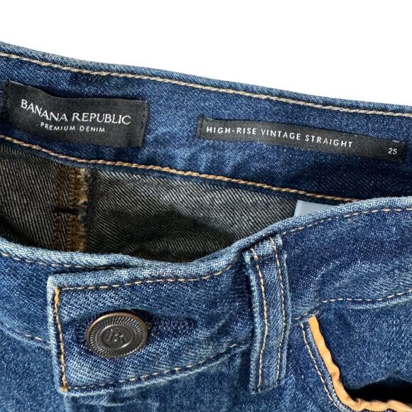 Banana Republic Roper Vintage Straight Jean 25 High Rise Dark Wash - Picture 8 of 11